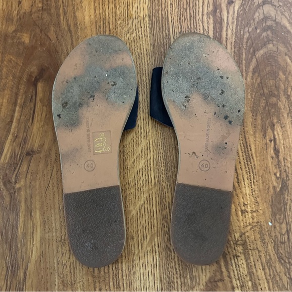 Ancient Greek Navy Suede Sandals - Picture 2 of 2